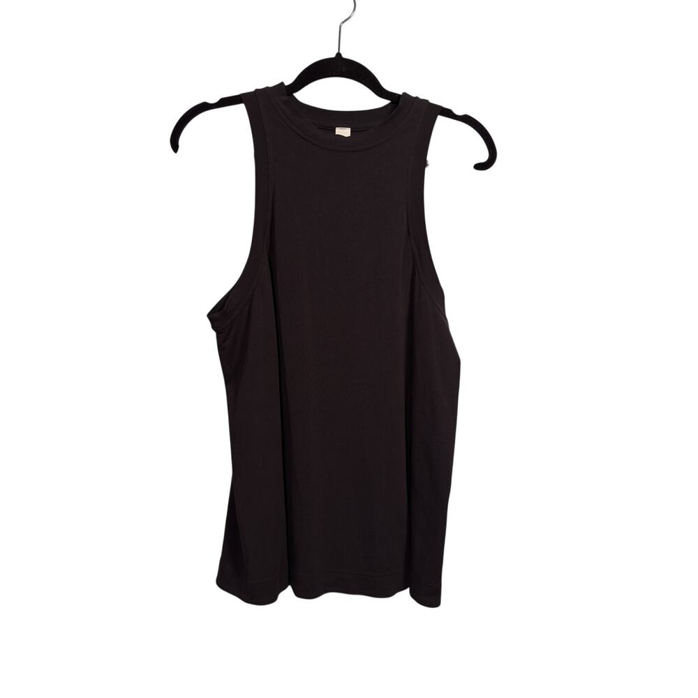 Lululemon Tank Top Womens Small Black Long Cotton Crewneck Pima Stretch Oversize